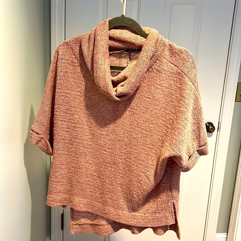 Karlie short sleeved cotton blend turtleneck sweater